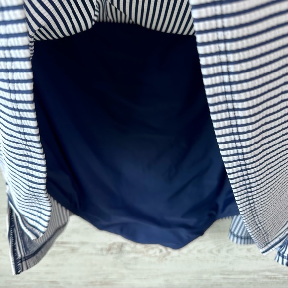 SWIM BY CACIQUE Navy Striped Swim Skirt Seersucker Nautical Beach PLUS Size - Picture 5 of 7
